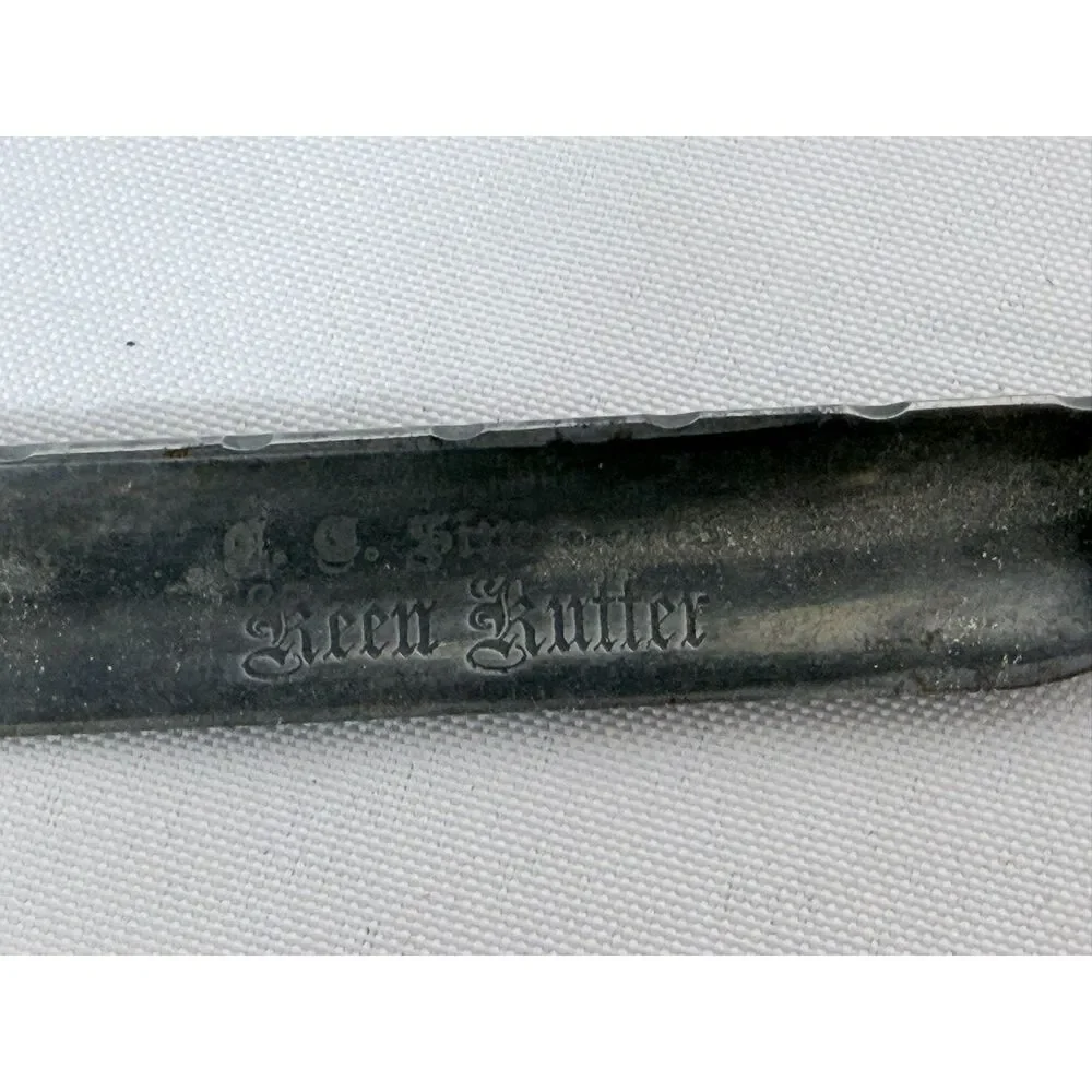Antique Simmons Keen Kutter Straight Edge Razor Barber Men Wood Handle 3